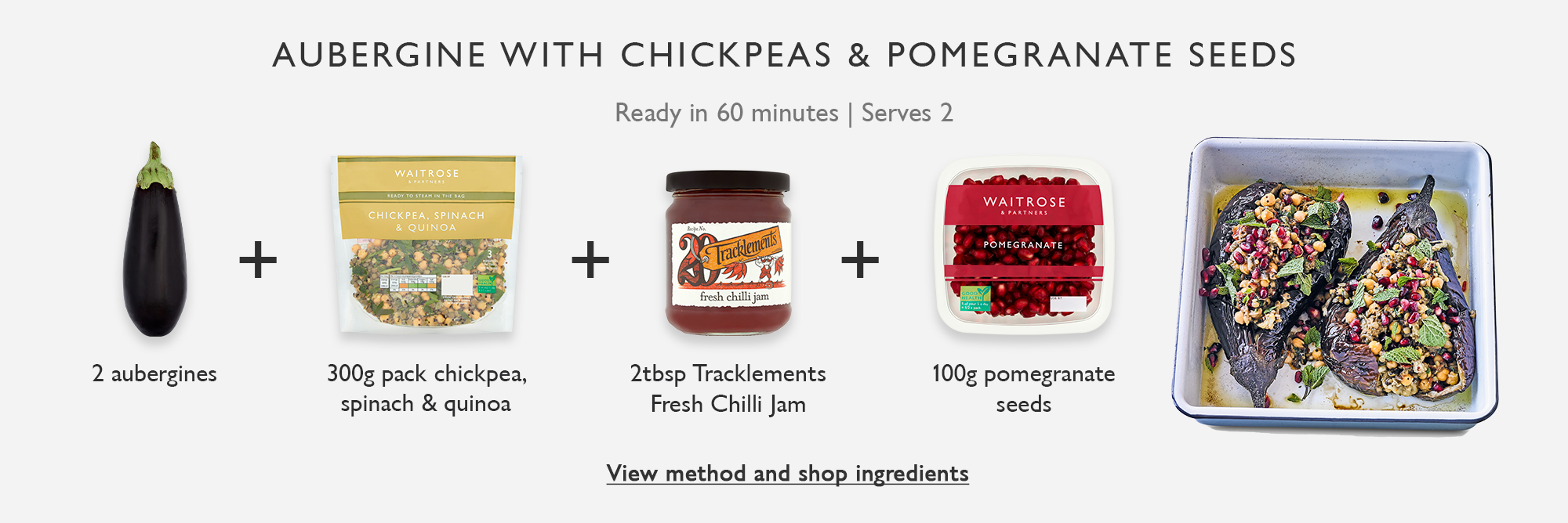 Meal Maths - Aubergine with chickpeas & pomegranate seeds