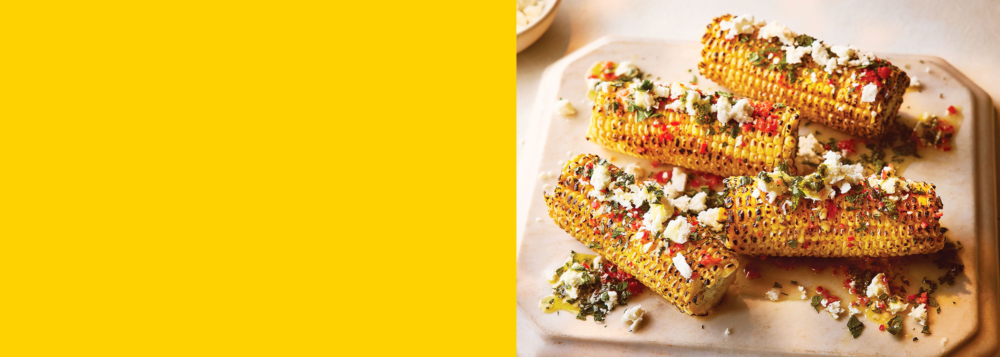 Charred corn with chilli, lime and mint butter