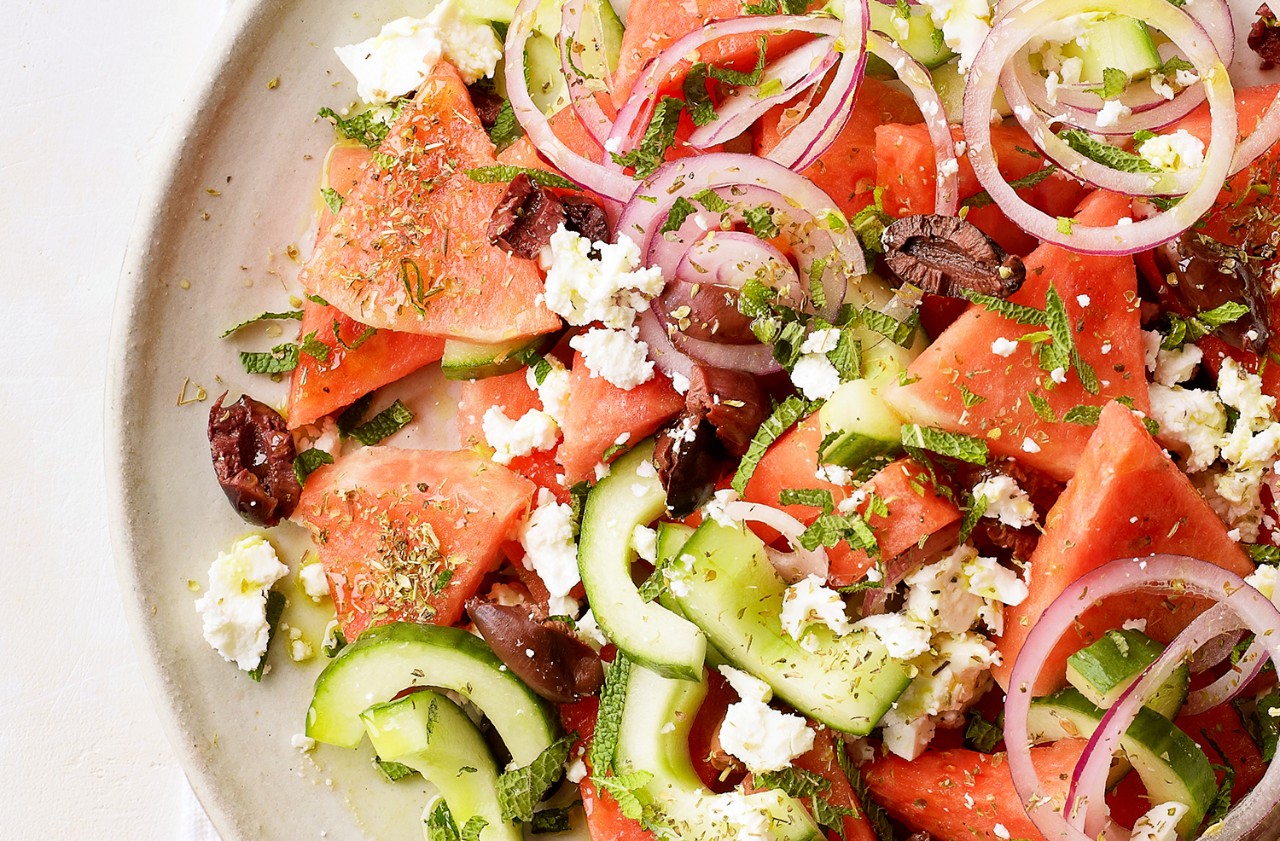 image of watermelon feta salad