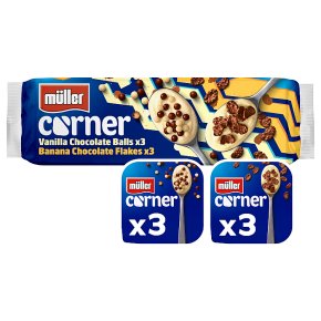 Muller Corner Vanilla Chocolate Balls & Banana Chocolate Flakes Yogurts