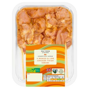 Waitrose 4 Mango & Lime Chicken Thigh Kebabs