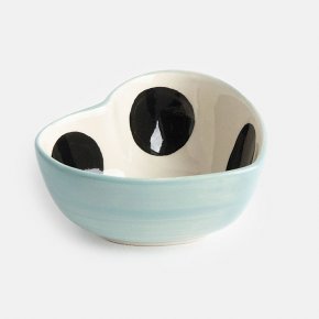 Caroline Gardner Blue/Scattered Dot Heart Shape Trinket Bowl