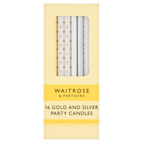 Waitrose 16 Gold And Silver Party Candles