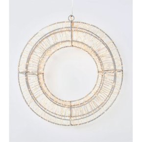 32cm Lit Wreath W/White