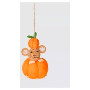 John Lewis Mouse in Pumpkin Felt Hanging Decoration