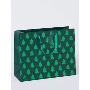 Medium Foil Green Christmas Tree Bag