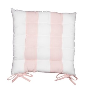 Premier Broad Striped Reversible Seat Pad with Ties, Pink, 43cm