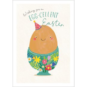 Egg With A Face In A Cup, Happy Easter Card