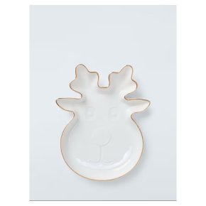 Gold Rim Reindeer Dish