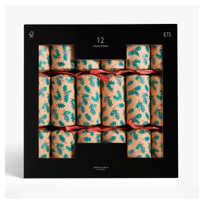 John Lewis 12 Kraft Holly Crackers