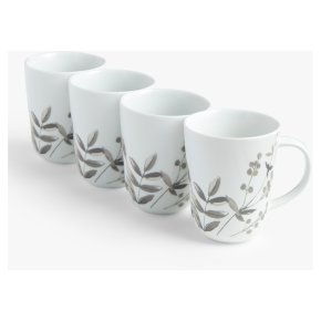 John Lewis Floral Monochrome Mug x4