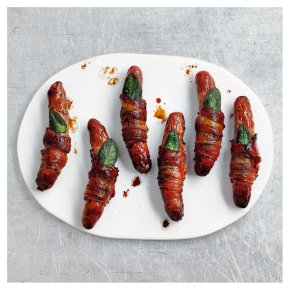 6 No.1 Free Range Pork Chipolatas Wrapped in Air Dried Bacon with Sage Leaf