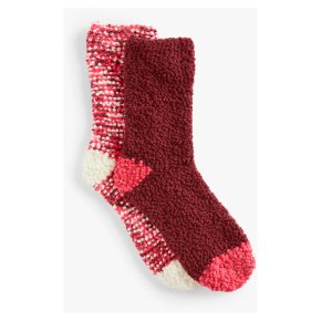 John Lewis Popcorn Fleece 2P Socks Pink
