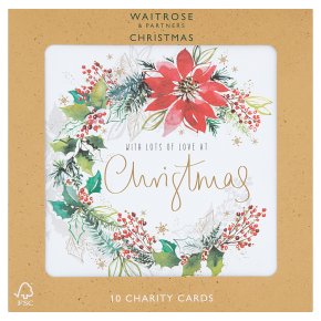 Waitrose 10 Wreath & Robin Charity Cards