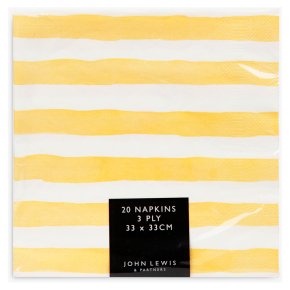 John Lewis Yellow Stripe Napkin 33cm