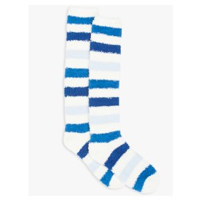 John Lewis Cosy Fleece Knee High Socks Blue