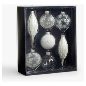 John Lewis Silver Boxed Baubles 7pk