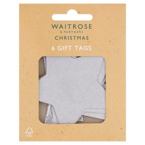 Waitrose Silver Kraft Star Gift Tags