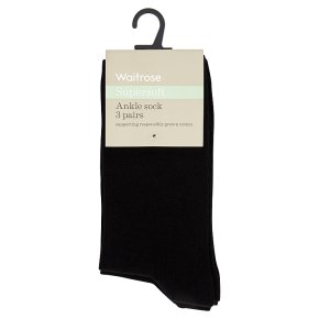 Waitrose Supersoft Black Ankle Socks