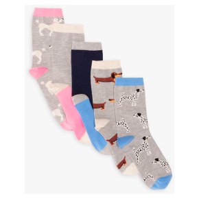 John Lewis 5pk Dogs Ankle Socks
