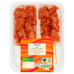 Waitrose Sweet Chilli Chicken Breast Kebabs 4s