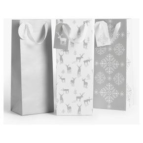 John Lewis 3 Bottle Bags Silver