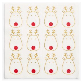 John Lewis Christmas Rudolf Napkins 16s 33cn