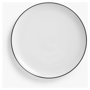 House by John Lewis Eat Rim Coupe Dinner Plate, Dia. 28cm, White/Black