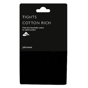 John Lewis Opaque Black Cotton Rich Tights - Large