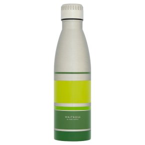 Waitrose Steel Water Bottle Green Stripe