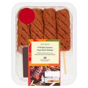 Waitrose BBQ 4 Middle Eastern Style Beef Kebabs