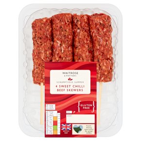 Waitrose 4 Sweet Chilli Beef Skewers