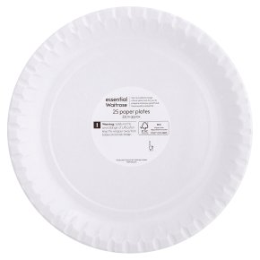 essential Waitrose 23cm paper plates, pack of 25