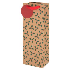 Waitrose HOLLY KRAFT BOTTLE BAG