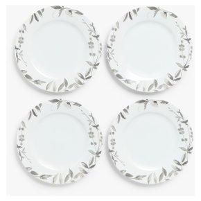 John Lewis Floral Monochrome Side Plate x4