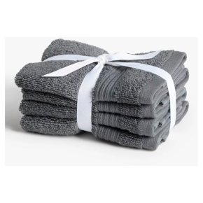 John Lewis Cotton Face Cloths 4 Pack Steel