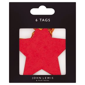 John Lewis Kraft Red Star Gift Tags