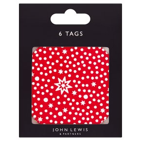 John Lewis Red Snowy Star Gift Tags