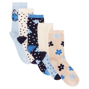 John Lewis 5pk Floral Ankle Socks