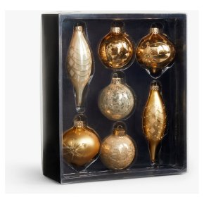 John Lewis Gold Baubles Boxed 7pk