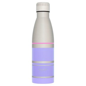 Waitrose Steel Water Bottle Purple Stripe