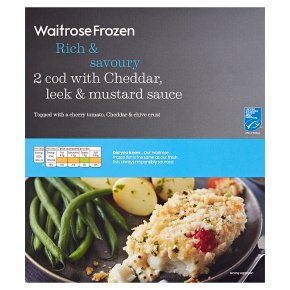 Waitrose Frozen 2 Cod with Cheddar, Leek & Mustard Sauce