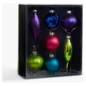 John Lewis Rainbow Baubles 7pk