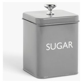 John Lewis Enamel Grey Sugar Tin