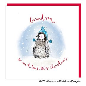 Grandson Christmas Penguin Card