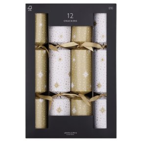 John Lewis 12 Gold Star Crackers