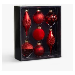 John Lewis Red Baubles 7pk