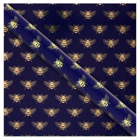 Waitrose Gift Wrap Navy/Gold Bees