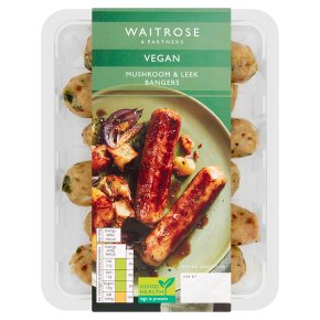 Waitrose Vegan Mushroom & Leek Bangers