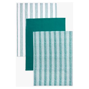 John Lewis Stripe Cotton Tea Towel Teal